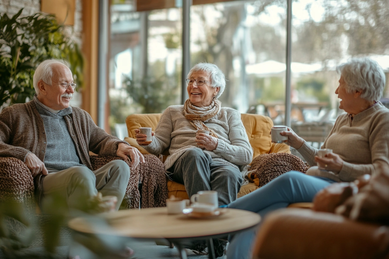 Пенсіонери спілкуються після спортивного заняття
