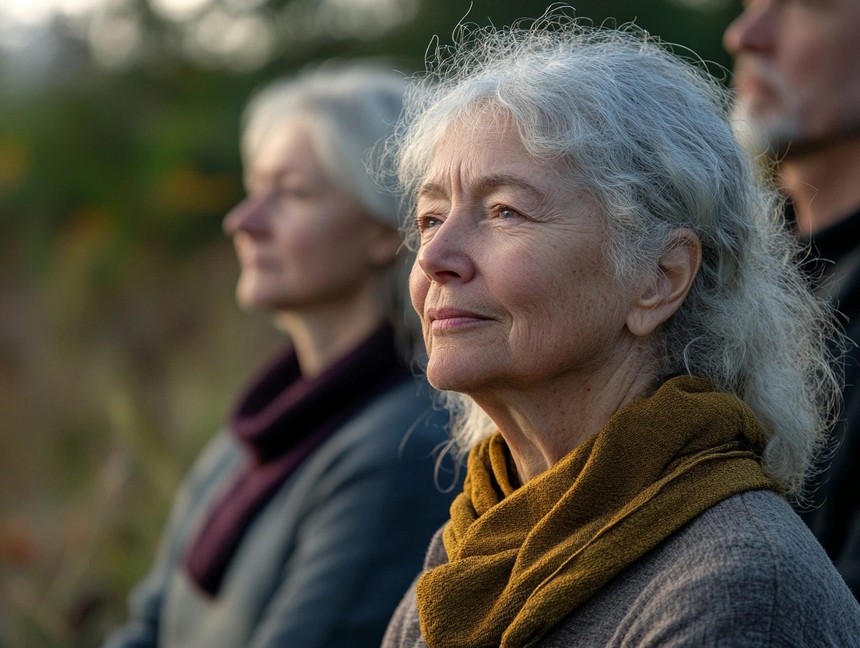 Пенсіонери практикують йогу на свіжому повітрі